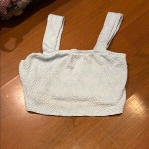 Textured Light Blue Crop Top